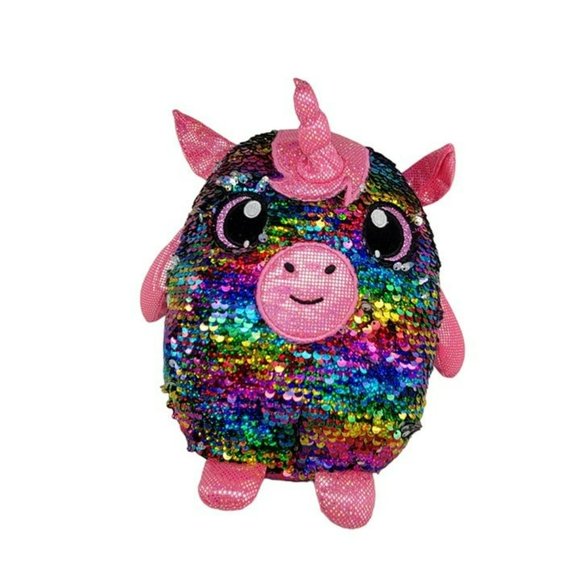 Shimmeez Maggie Unicorn Rainbow Reversible Sequin Plush Beverly Hills Teddy Bear - Picture 3 of 7